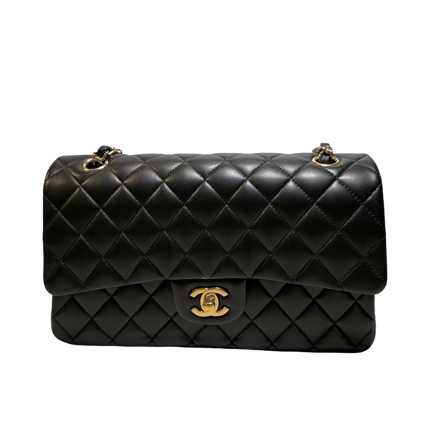Used CHANEL Lambskin CF25 Shoulder Bag Black