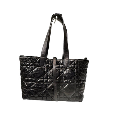 Used DIOR Lambskin Leather SO BLACK TOUJOURS MEDIUM Shoulder Bag Black