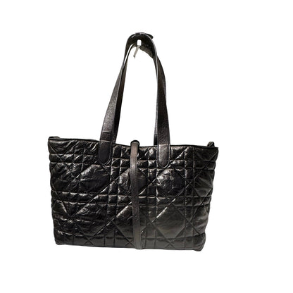 Used DIOR Lambskin Leather SO BLACK TOUJOURS MEDIUM Shoulder Bag Black