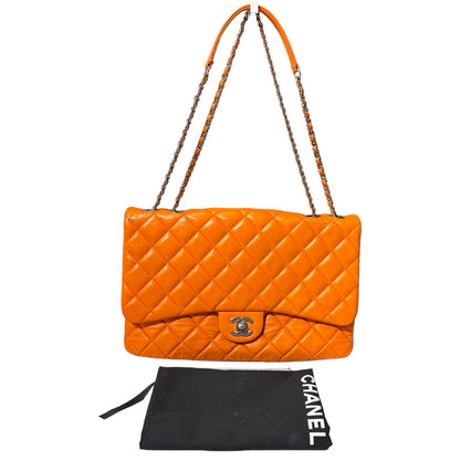 Used CHANEL FLAP Cross Body Orange PHW Cross Body Bag Orange