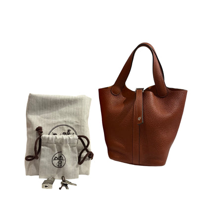 Used HERMES Picotin 18 Bucket Bag Brown PHW