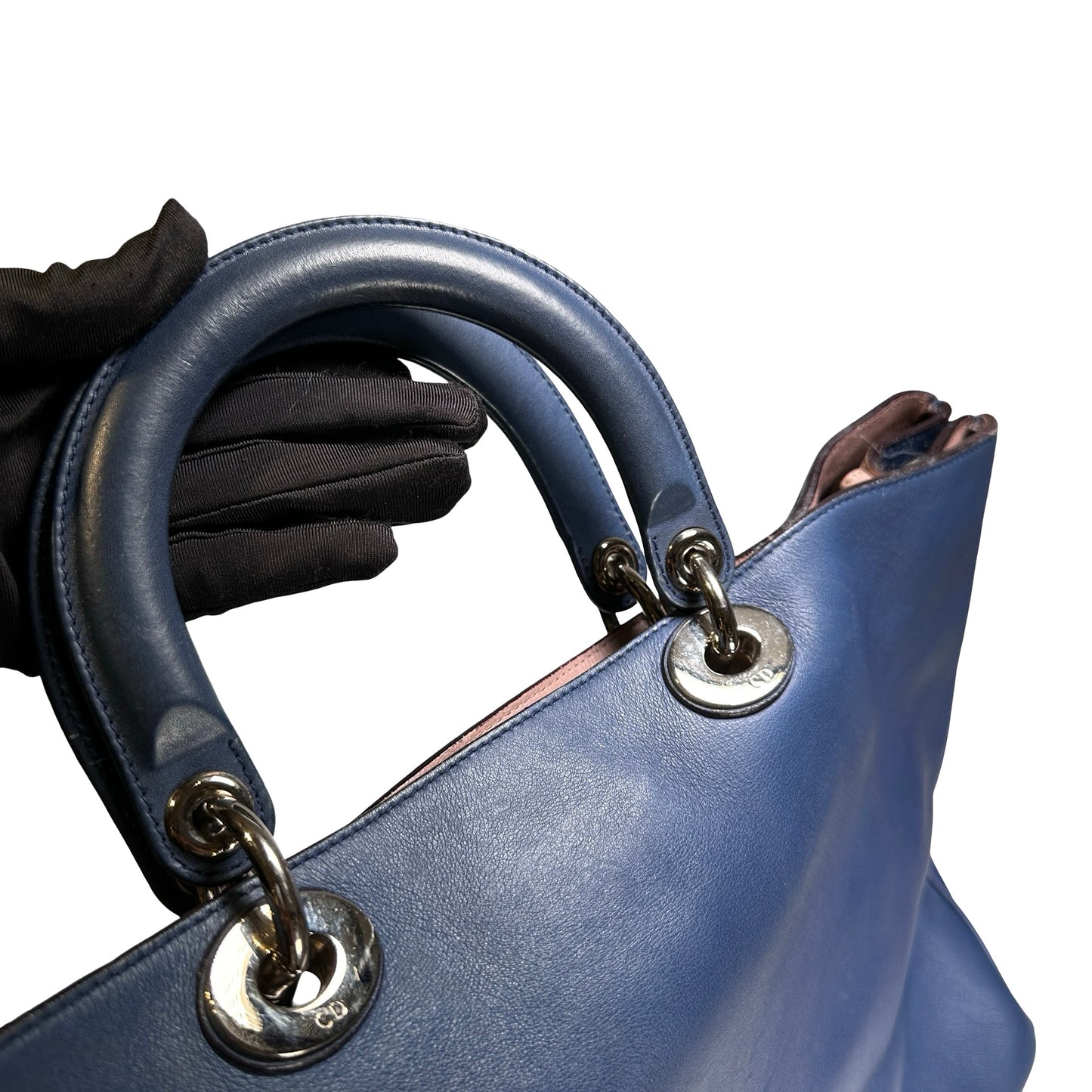 Used DIOR Leather Diorissimo Tote Bag Blue