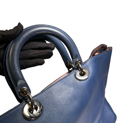 Used DIOR Leather Diorissimo Tote Bag Blue