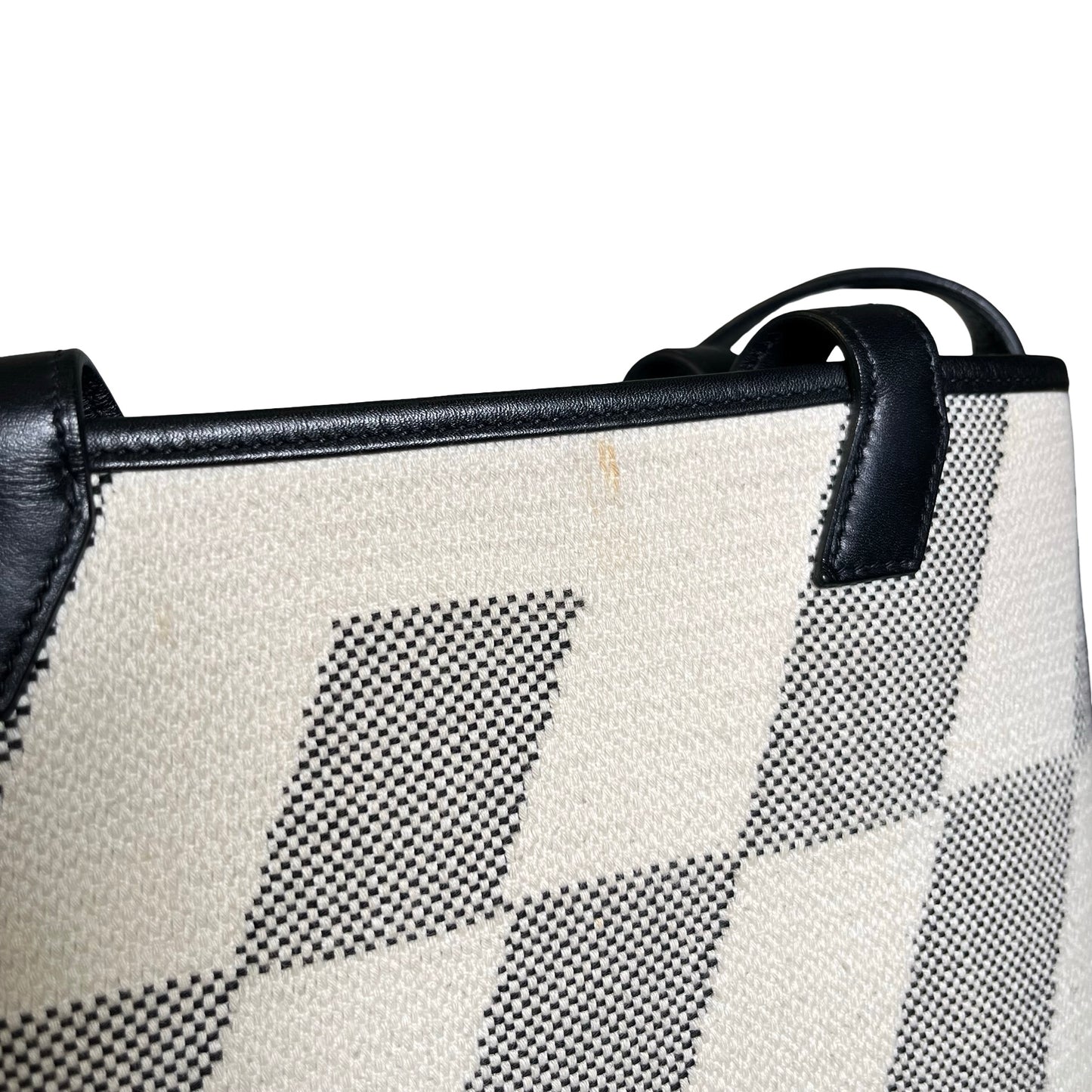 Used HERMÈS Canvas Cabas H En Biais 27 Cross Body Bag Black White
