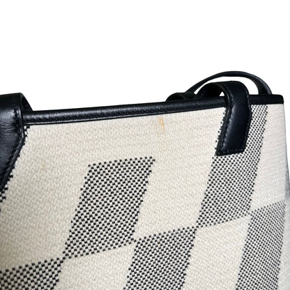 Used HERMÈS Canvas Cabas H En Biais 27 Cross Body Bag Black White