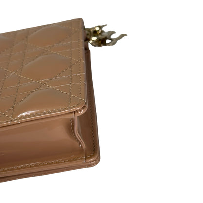 Used DIOR Cannage Patent Leather Cannage Long wallet Beige
