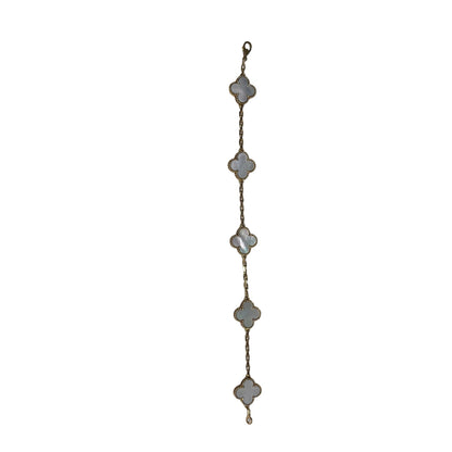 Used VAN CLEEF & ARPELS Mother of Pearl Yellow Gold Vintage Alhambra bracelet, 5 motifs BRACELET White Gold