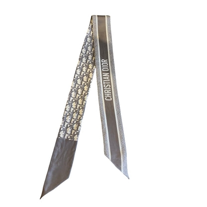 DIOR Oblique Mitzah Scarf Twilly Grey White