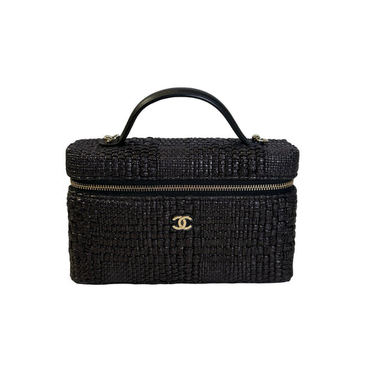 Used CHANEL Tweed Tweed Classic vanity case Vanity case Black Silver