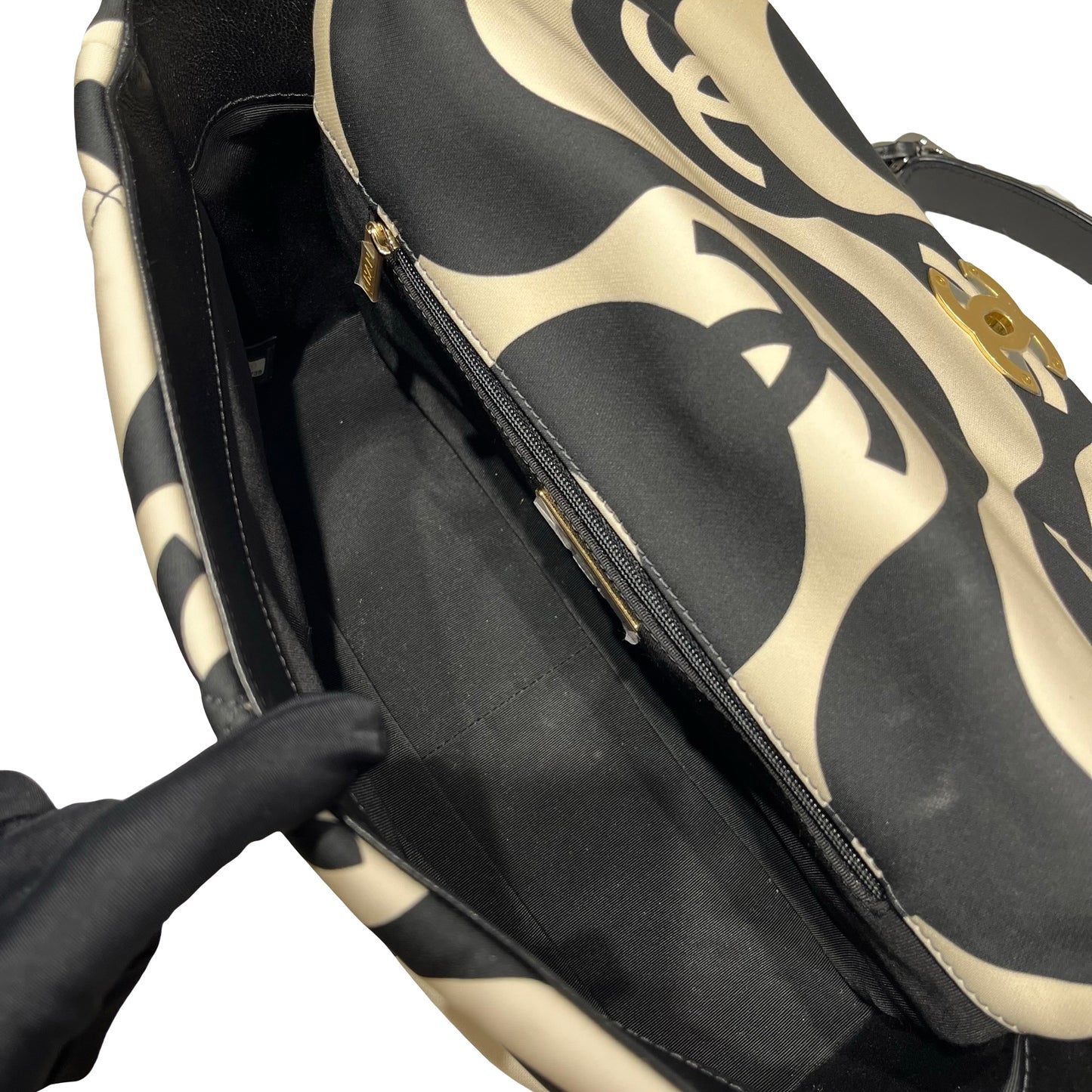 CHANEL 19 Medium Shoulder Bag Black GHW White