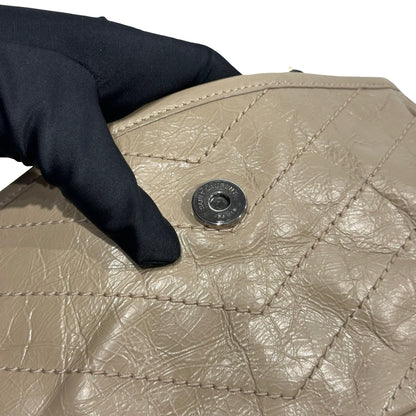 Used SAINT LAURENT Chevron Quilted Niki Chain Shoulder Bag Beige