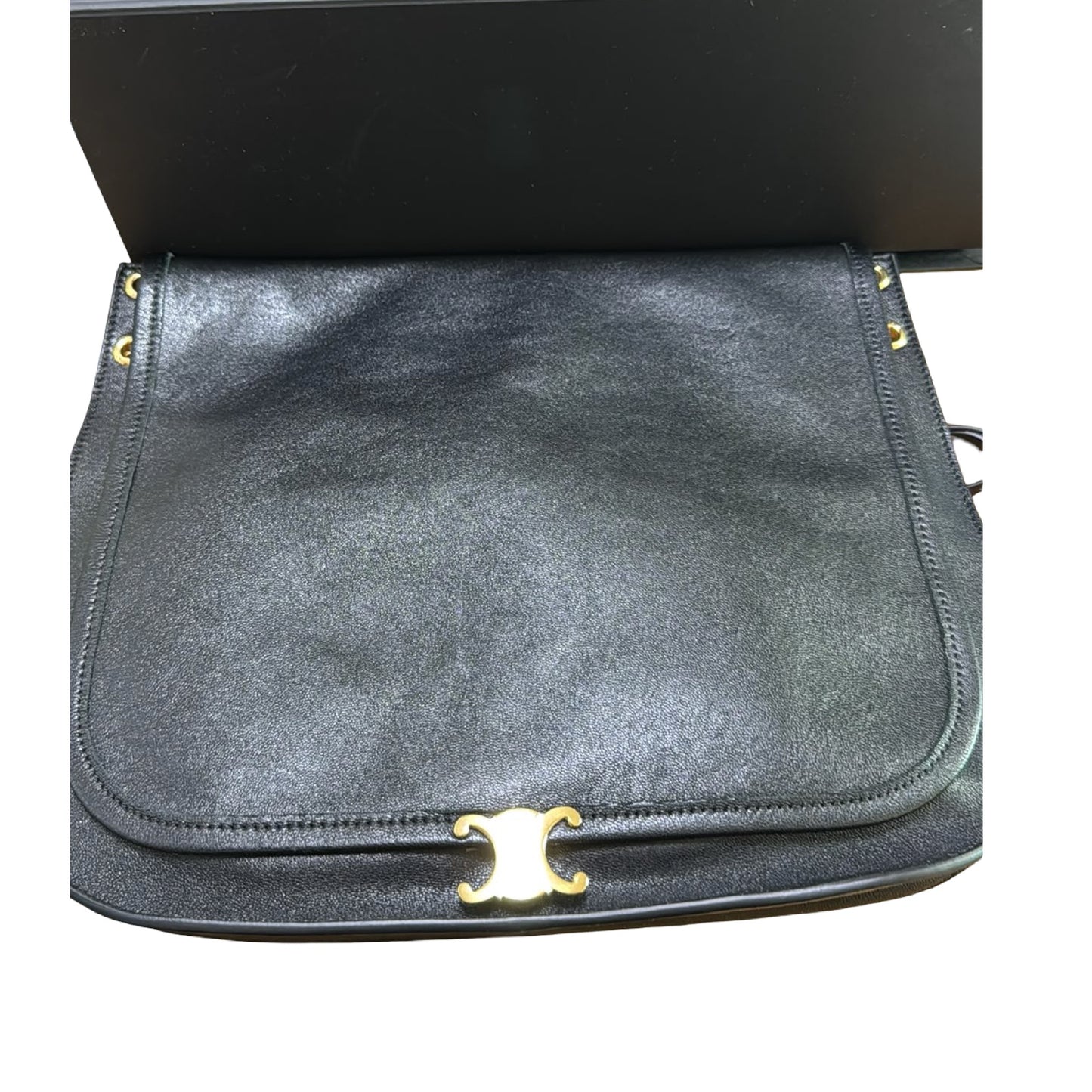 Used CELINE Triomphe Shoulder Bag Black Gold hardware