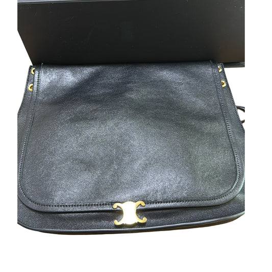 Used CELINE Triomphe Shoulder Bag Black Gold hardware