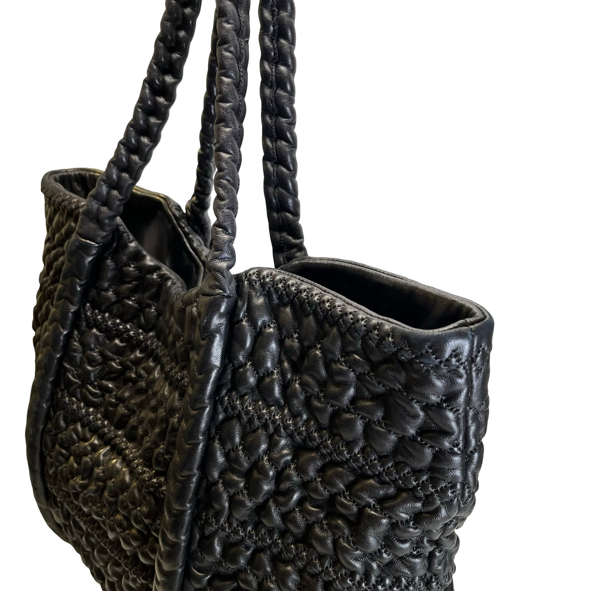 Used CHANEL Lambskin Tote Bag Tote Bag Black Silver