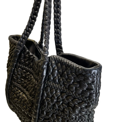 Used CHANEL Lambskin Tote Bag Tote Bag Black Silver