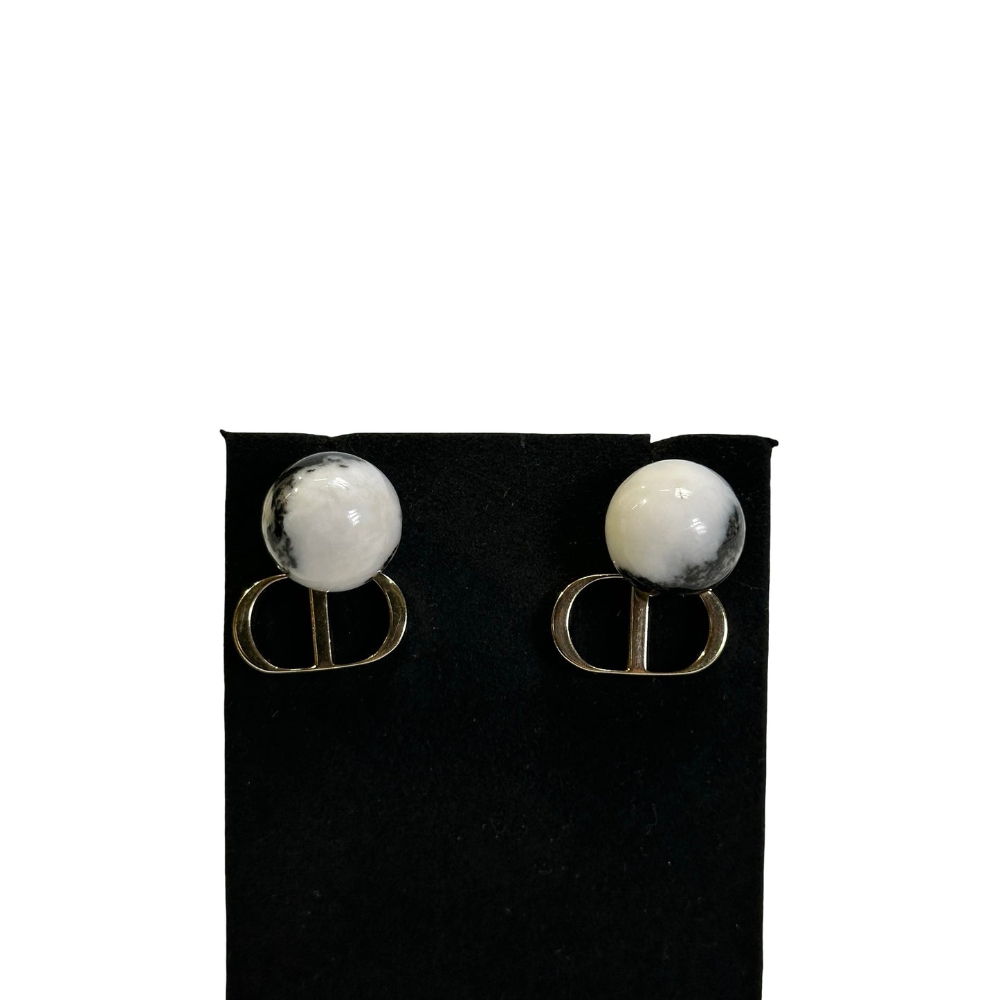 Used DIOR Tribales Earrings Black White Gold