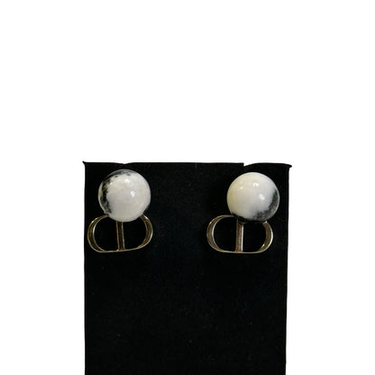 Used DIOR Tribales Earrings Black White Gold