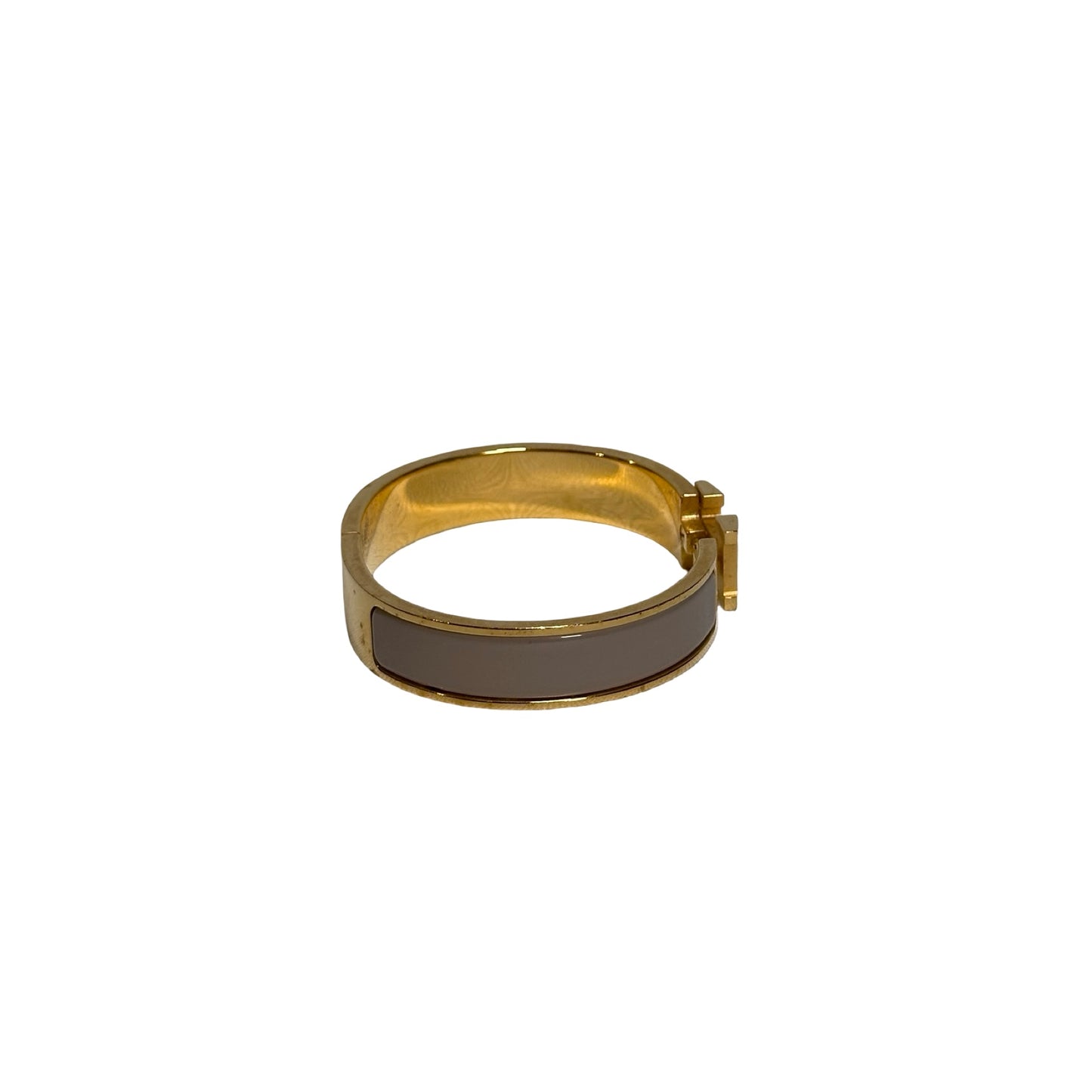 Used HERMES Enamel Gold Plated Clic H BANGLE Beige GHW
