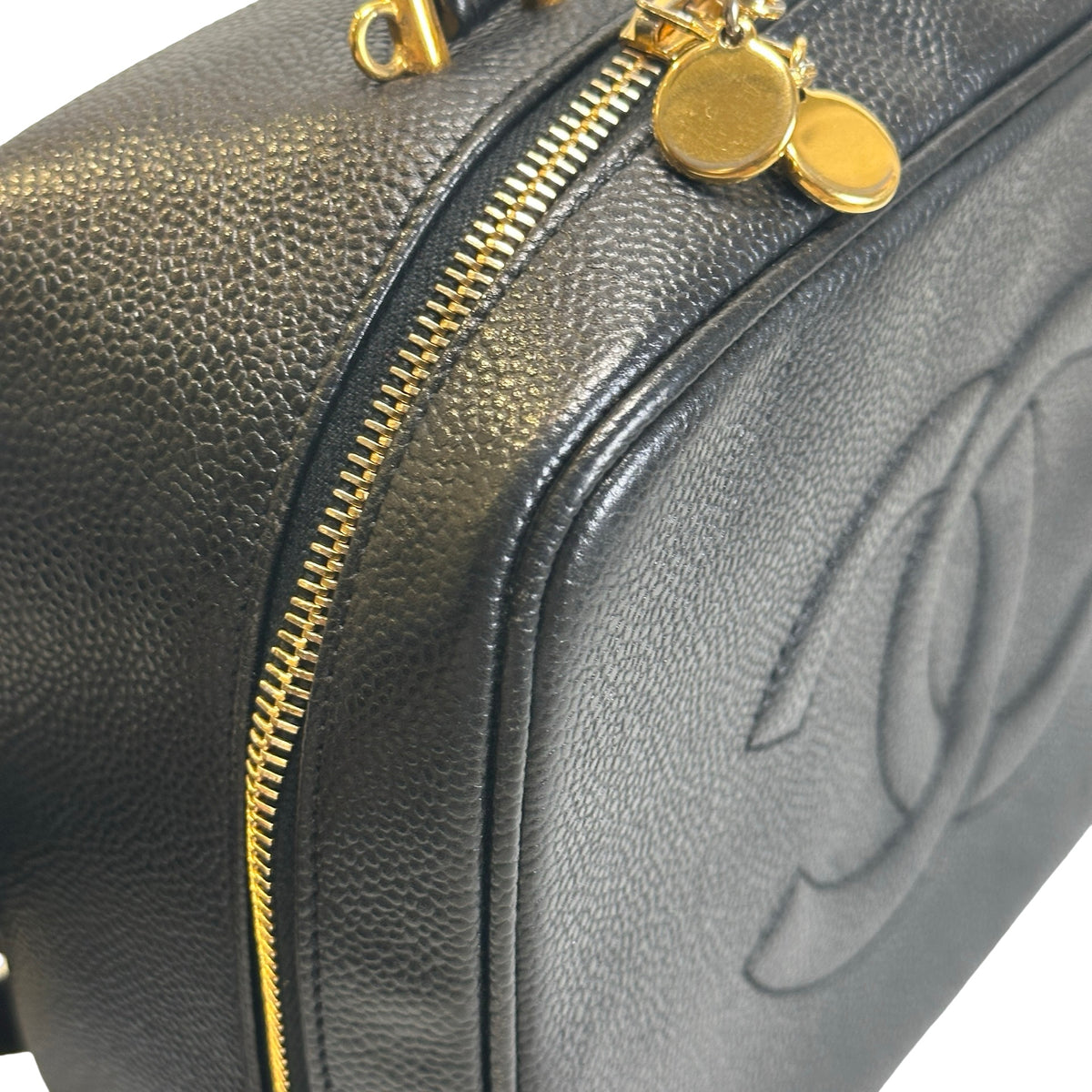 Used CHANEL Caviar leather Caviar Vanity Case Vanity case Black Gold