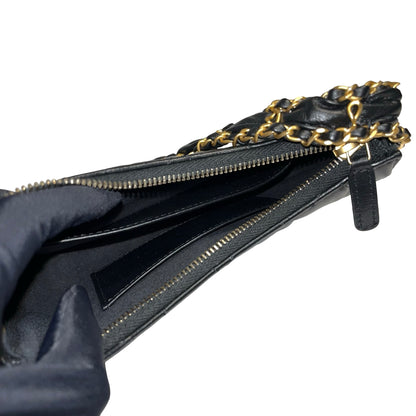 CHANEL SHOULDER POUCH BLACK CALFSKIN GHW [3000630]