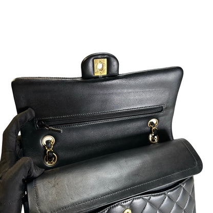Used CHANEL Quilted Lambskin CF25 Shoulder Bag Black Gold