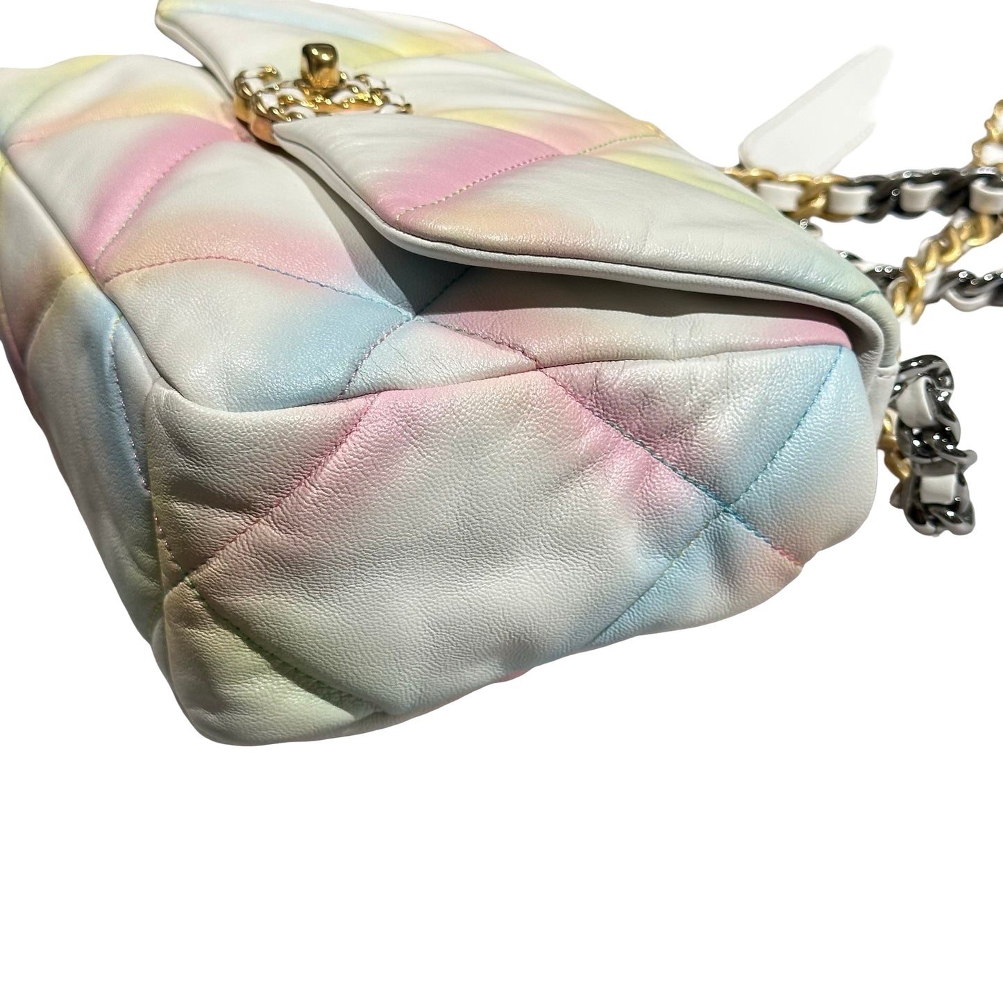 Used Chanel 19 Small Cross Body Bag Pastel Multi-color GHW