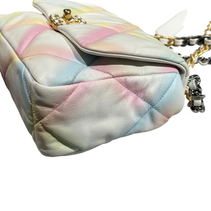 Used Chanel 19 Small Cross Body Bag Pastel Multi-color GHW