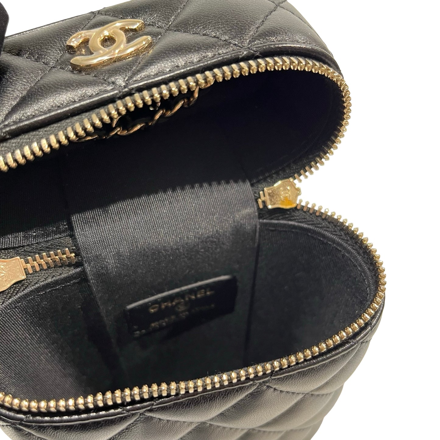 Used CHANEL Lambskin Leather Cross Body Bag Black GHW
