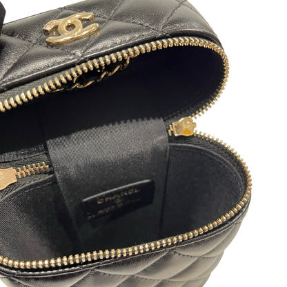 Used CHANEL Lambskin Leather Cross Body Bag Black GHW