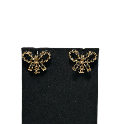 Used Chanel Lambskin Leather Earrings GHW