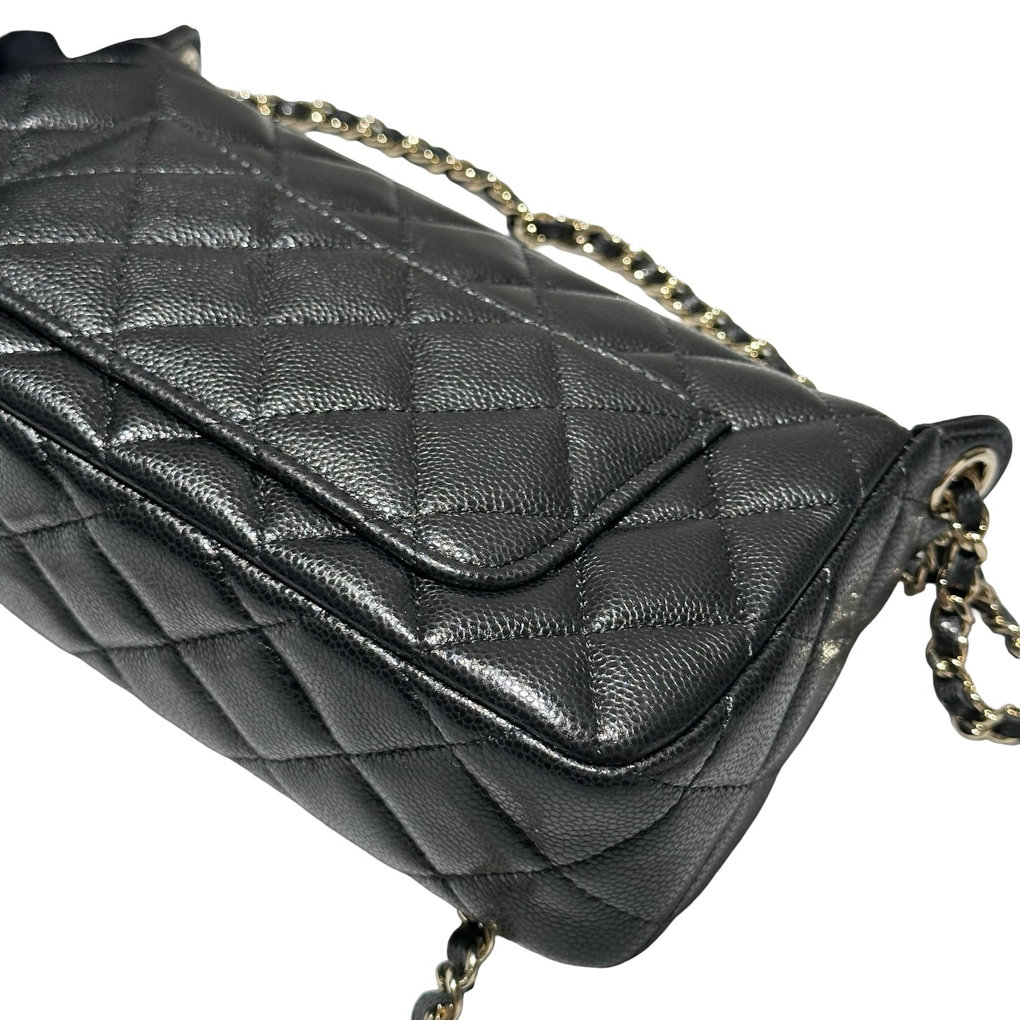 New CHANEL Calfskin Leather Cross Body Bag Black GHW