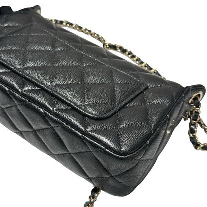 New CHANEL Calfskin Leather Cross Body Bag Black GHW