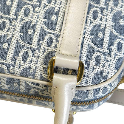 Used CHRISTIAN DIOR Oblique Jacquard D-Vibe Bowling Bag Bowling Bag Blue Beige
