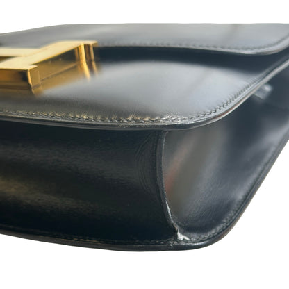 Used HERMES Box Calfskin Constance 24 Shoulder Bag Black Gold