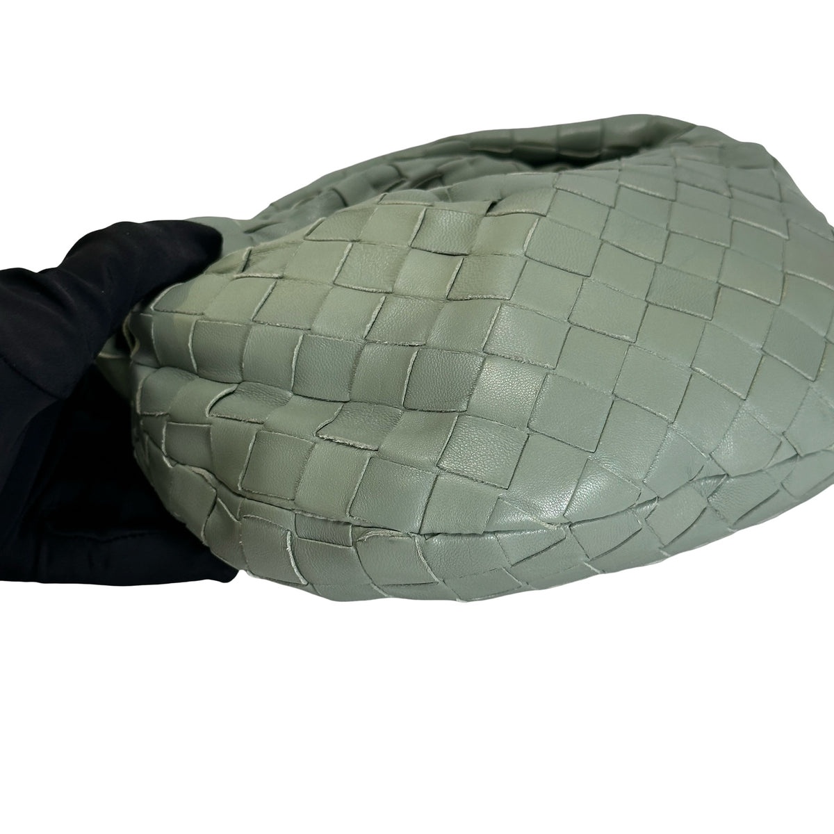 Used BOTTEGA VENETA Lambskin Mini Jodie Handbag Green GHW