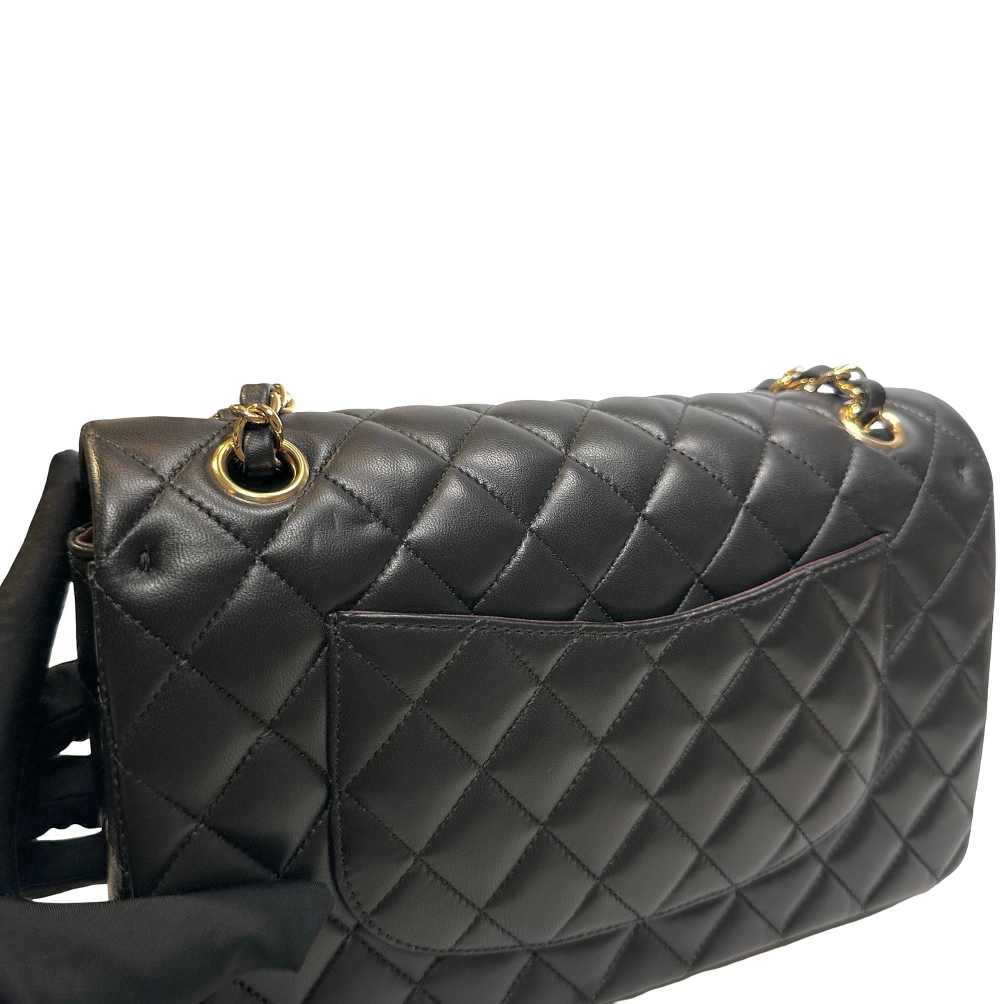 Used CHANEL Lambskin CF 25 Chain shoulder bag Black GHW
