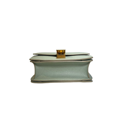 CELINE Epi Leather Classic Box Shoulder Bag Light Green GHW