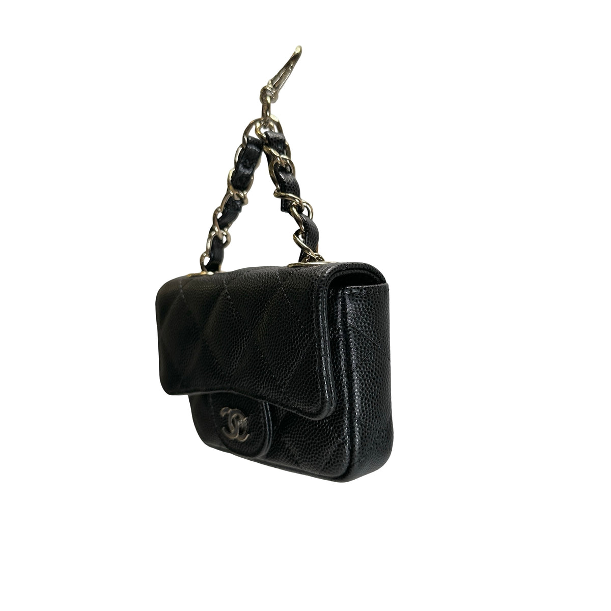 Used CHANEL Quilted Caviar Mini Flap Bag Mini Bag Black Gold Hardware