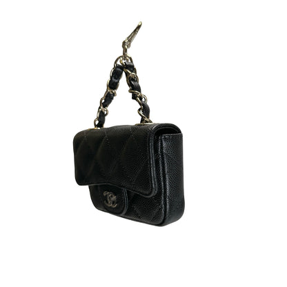 Used CHANEL Quilted Caviar Mini Flap Bag Mini Bag Black Gold Hardware