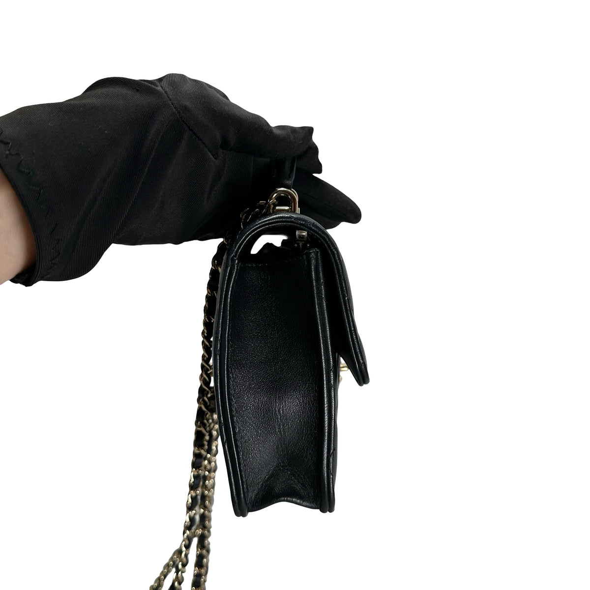 Used CHANEL Quilted Lambskin Trend CC Handbag Black Gold
