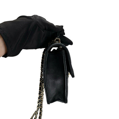 Used CHANEL Quilted Lambskin Trend CC Handbag Black Gold