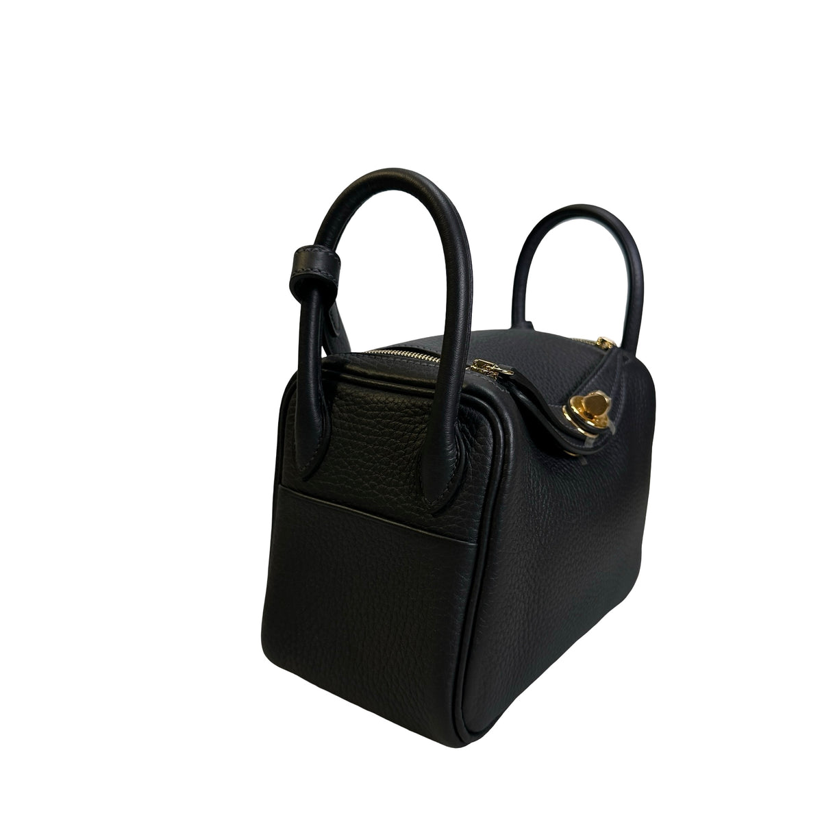 Brand New HERMES Clemence Mini Lindy Handbag Caban GHW