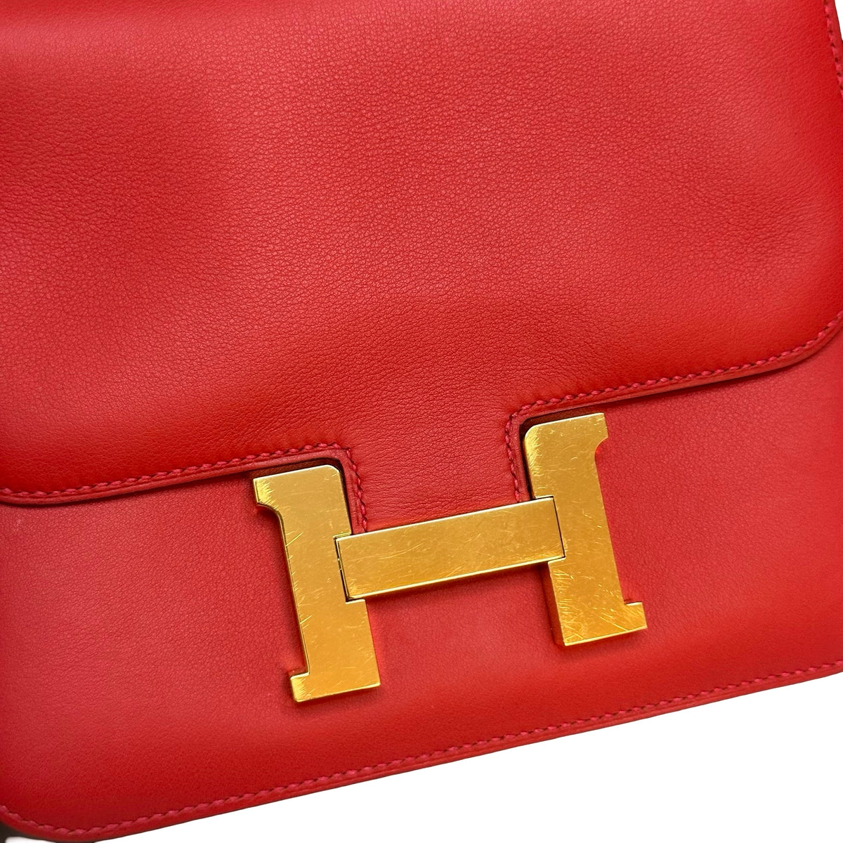 HERMES Swift Mini Constance Crossbody Bag Red GHW