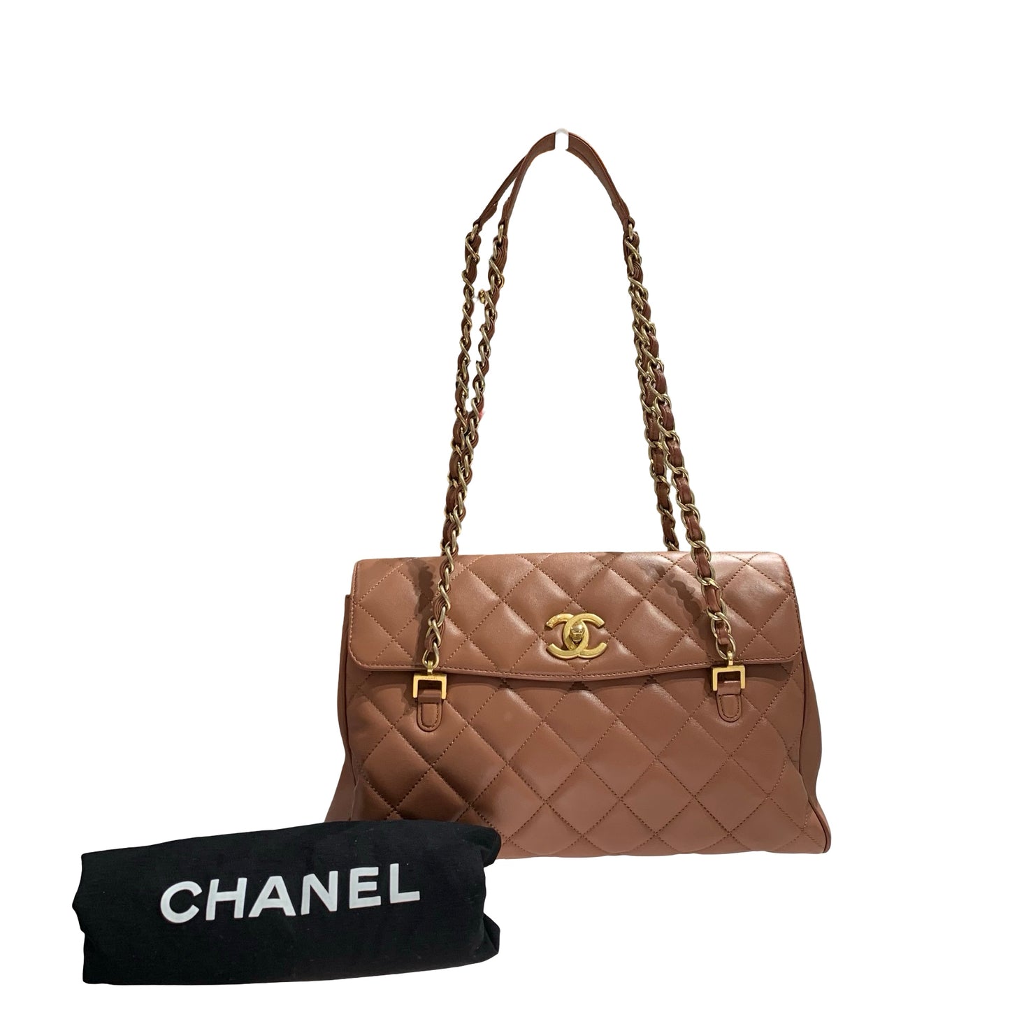 CHANEL MISIA CAMERA FLAP BROWN LAMBSKIN GHW CHAIN SHOULDER BAG [A04211]