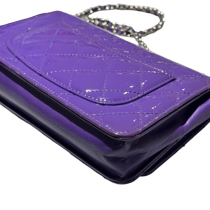 Used CHANEL Patent Leather WOC Cross Body Bag Purple PHW