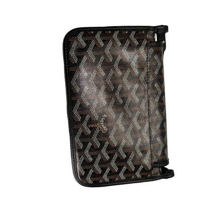 Used GOYARD Goyardine Canvas Plumet Crossbody Bag Black Brown
