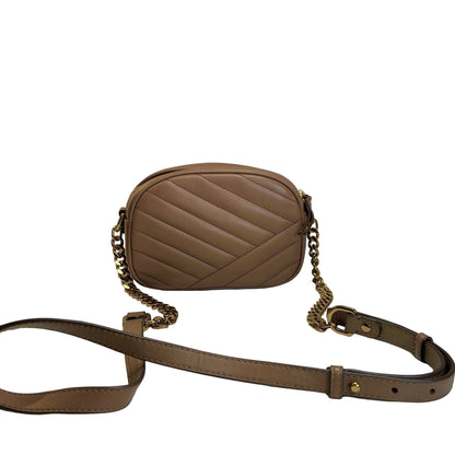 Used TORY BURCH Chevron Leather Kira Chevron Cross body bag Taupe Gold