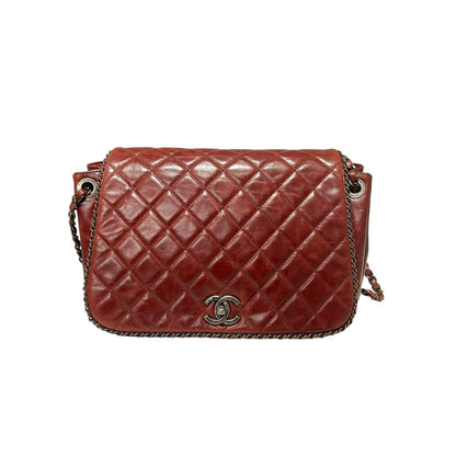 Matelasse Quilted Crumpled Calfskin  Chain Shoulder Bag [101220]