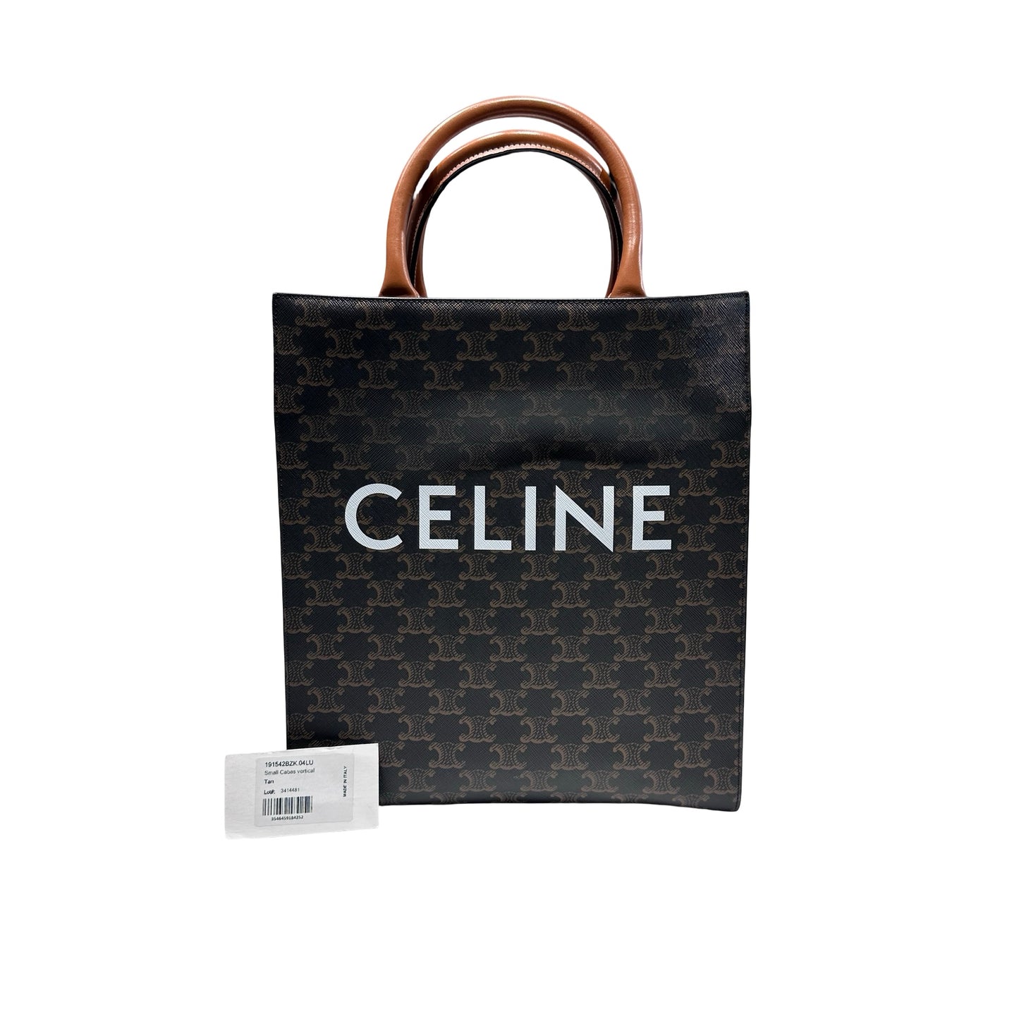 Used CELINE Calfskin Leather Triomphe Cabas Tote Brown