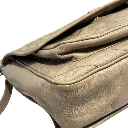 Used SAINT LAURENT Chevron Quilted Niki Chain Shoulder Bag Beige